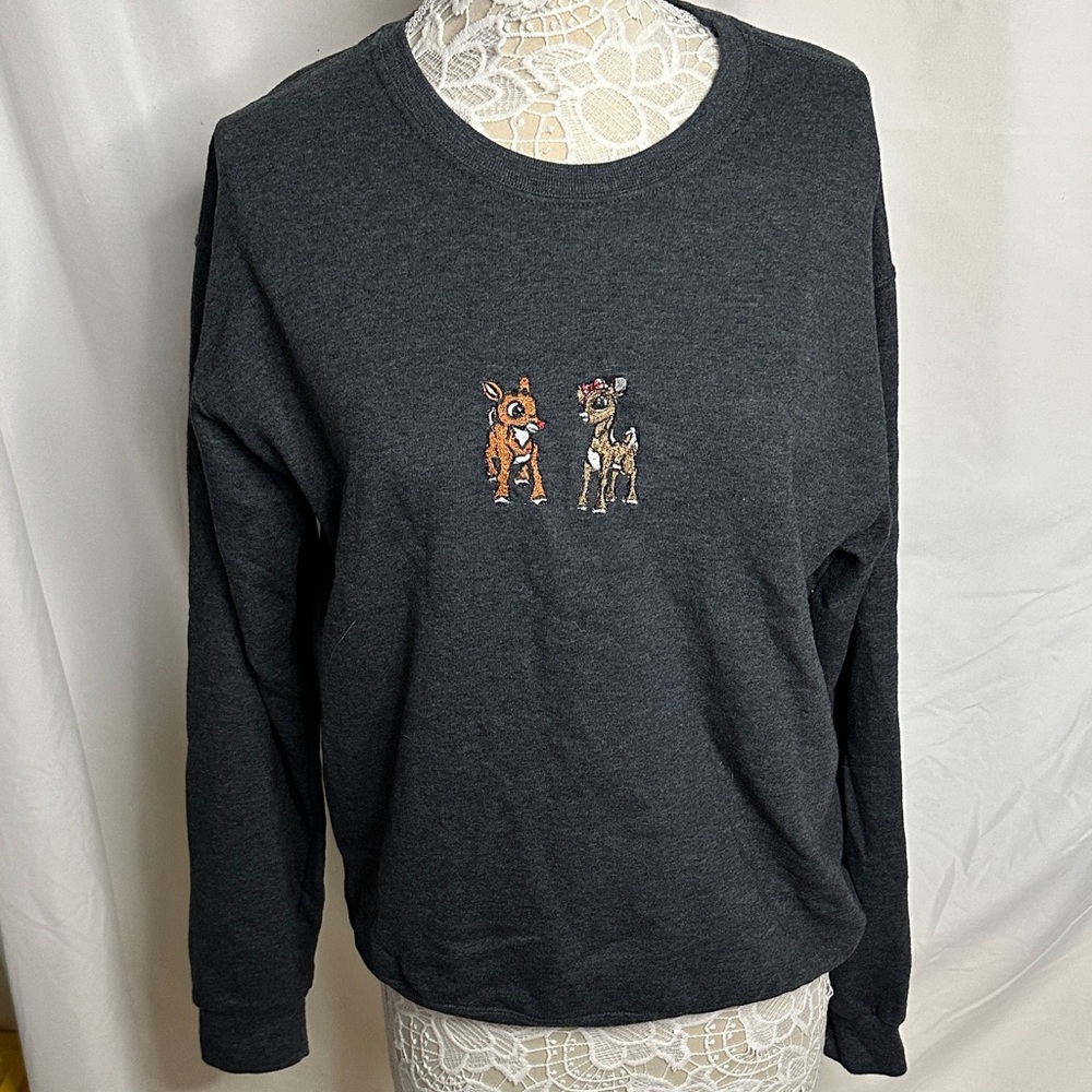Christmas Rudolph Embroidered Crewneck